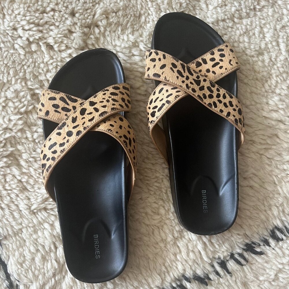 Birdies Robin Cheetah Calf Hair Slides 6.5